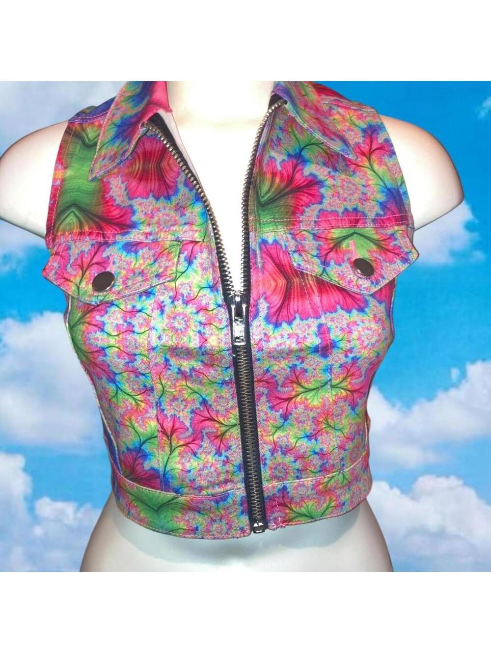 Lip Service Sub Brand 24 HRS Denim Kaleidoscope Vest